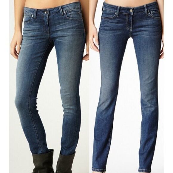 Level 99 Lily Skinny Straight Leg Jeans Anthropologie Size 26 Whiskered - Picture 1 of 12